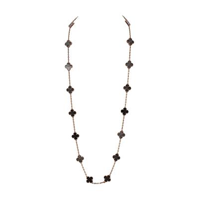  Van Cleef Arpels Van Cleef Arpels Alhambra 18K Rose Gold 20 Motif Obsidian Necklace