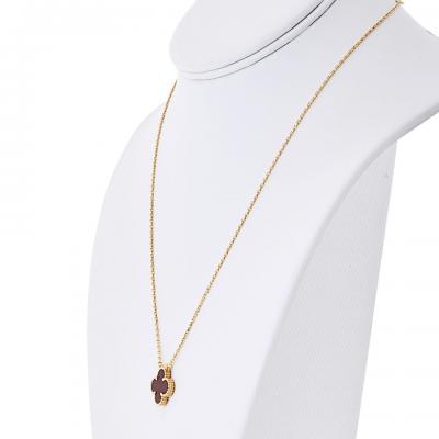  Van Cleef Arpels Van Cleef Arpels Alhambra 18K Rose Gold Carnelian Single Alhambra Necklace