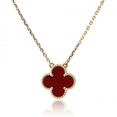  Van Cleef Arpels Van Cleef Arpels Alhambra 18K Rose Gold Carnelian Single Alhambra Necklace