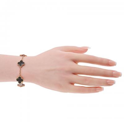  Van Cleef Arpels Van Cleef Arpels Alhambra 18K Rose Gold Five Motif Obsidian Bracelet