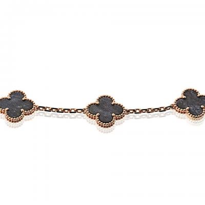  Van Cleef Arpels Van Cleef Arpels Alhambra 18K Rose Gold Five Motif Obsidian Bracelet