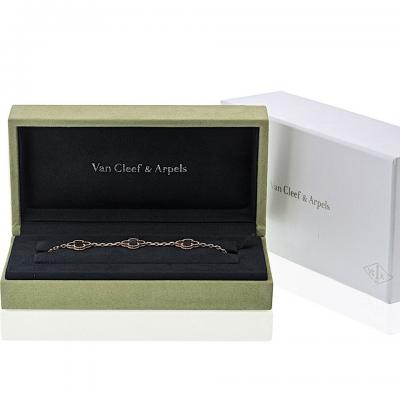  Van Cleef Arpels Van Cleef Arpels Alhambra 18K Rose Gold Five Motif Obsidian Bracelet