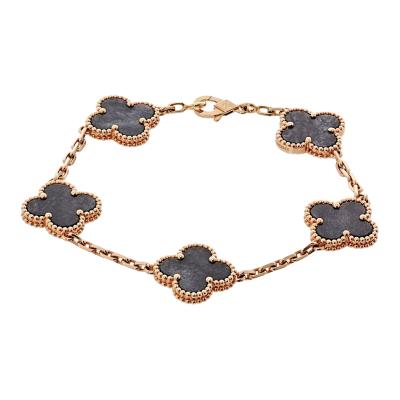  Van Cleef Arpels Van Cleef Arpels Alhambra 18K Rose Gold Five Motif Obsidian Bracelet