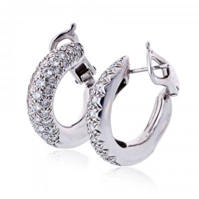  Van Cleef Arpels Van Cleef Arpels Circa 18K White Gold Pave Diamond Hoop 1 00cttw Earrings