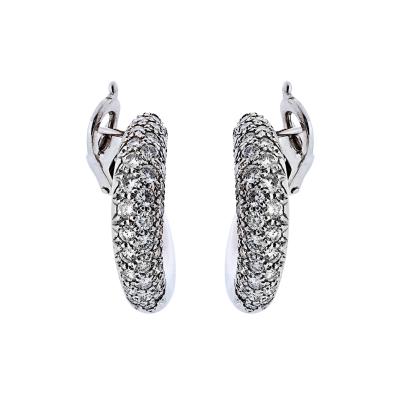  Van Cleef Arpels Van Cleef Arpels Circa 18K White Gold Pave Diamond Hoop 1 00cttw Earrings