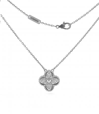  Van Cleef Arpels Van Cleef Arpels Diamond Alhambra Pendant Necklace White Gold