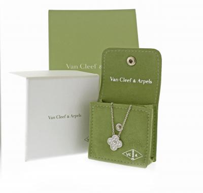 Van Cleef Arpels Van Cleef Arpels Diamond Alhambra Pendant Necklace White Gold