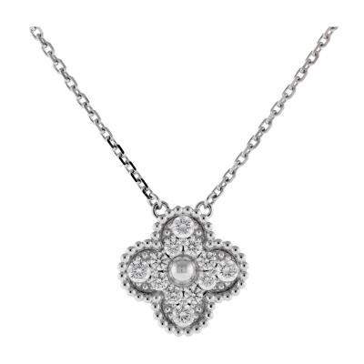  Van Cleef Arpels Van Cleef Arpels Diamond Alhambra Pendant Necklace White Gold