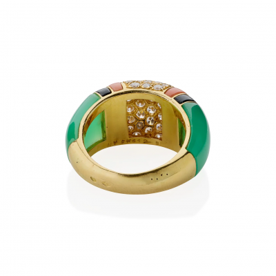  Van Cleef Arpels Van Cleef Arpels Diamond Chrysoprase and Coral Bomb Ring