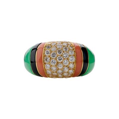  Van Cleef Arpels Van Cleef Arpels Diamond Chrysoprase and Coral Bomb Ring