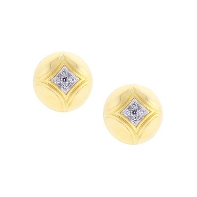  Van Cleef Arpels Van Cleef Arpels Diamond Gold Dome Earrings