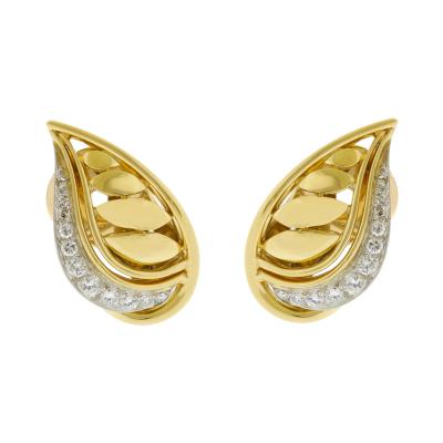  Van Cleef Arpels Van Cleef Arpels Diamond Leaf Ear Clips
