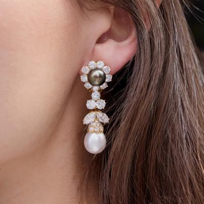  Van Cleef Arpels Van Cleef Arpels Diamond and Pearl Clip Earrings