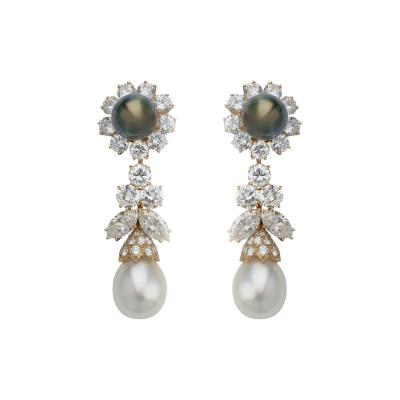  Van Cleef Arpels Van Cleef Arpels Diamond and Pearl Clip Earrings