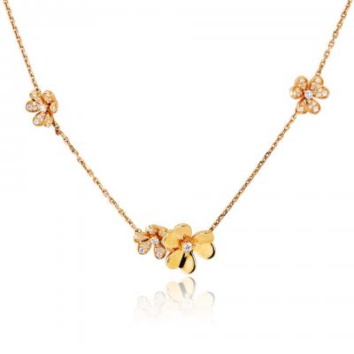  Van Cleef Arpels Van Cleef Arpels Frivole 18K Yellow Gold 9 Flowers Diamond Motifs Necklace