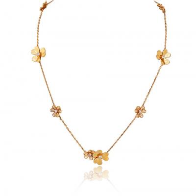  Van Cleef Arpels Van Cleef Arpels Frivole 18K Yellow Gold 9 Flowers Diamond Motifs Necklace