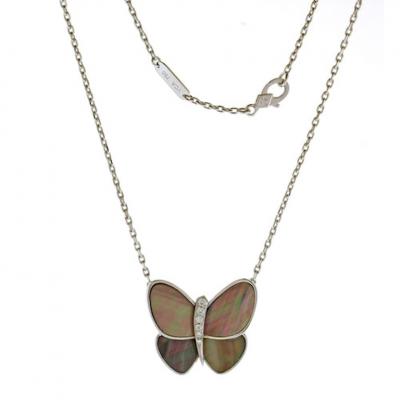  Van Cleef Arpels Van Cleef Arpels Grey Mother of Pearl Butterfly Necklace
