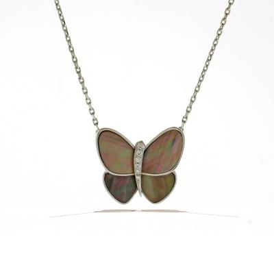  Van Cleef Arpels Van Cleef Arpels Grey Mother of Pearl Butterfly Necklace