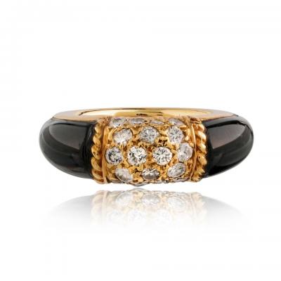  Van Cleef Arpels Van Cleef Arpels Onyx 18K Yellow Gold Diamond Philippine Ring