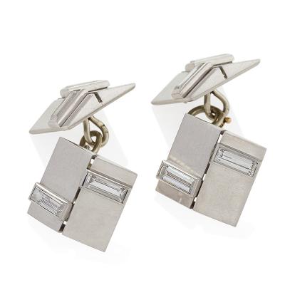  Van Cleef Arpels Van Cleef Arpels Paris Art Deco Diamond and Platinum Cufflinks