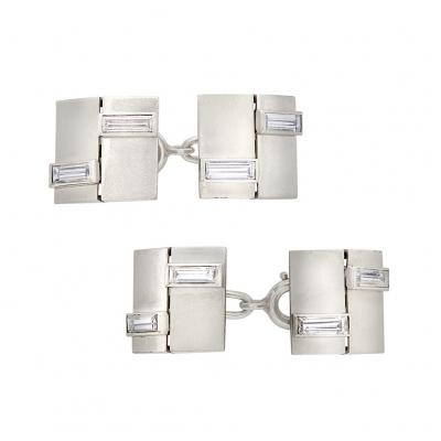  Van Cleef Arpels Van Cleef Arpels Paris Art Deco Diamond and Platinum Cufflinks