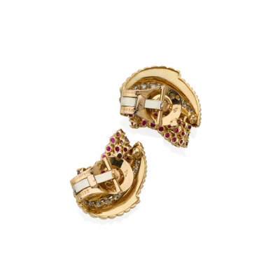 Van Cleef Arpels Van Cleef Arpels Paris Mid century Ruby and Diamond Earrings
