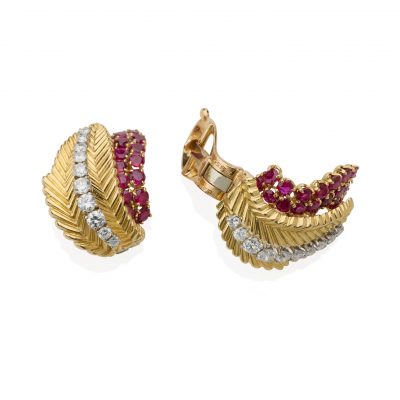 Van Cleef Arpels Van Cleef Arpels Paris Mid century Ruby and Diamond Earrings
