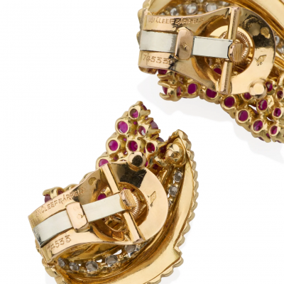 Van Cleef Arpels Van Cleef Arpels Paris Mid century Ruby and Diamond Earrings
