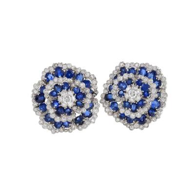  Van Cleef Arpels Van Cleef Arpels Sapphire and Diamond Camellia Earrings