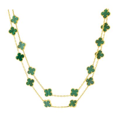  Van Cleef Arpels Van cleef Arpels Vintage Alhambra Long Malachite necklace 20 motifs
