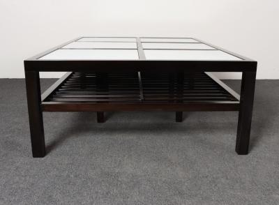  Van Keppel Green Vintage Ebonized Wood and Vitrolite Glass Coffee Table by Van Keppel and Green