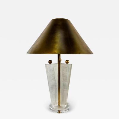  Van Teal American Modern Lucite Gold Leaf Table Lamp Gold Leaf Shade Van Teal