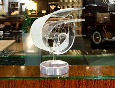  Van Teal Vintage Modern Hollywood Regency Lucite Sculpture Signed Van Teal