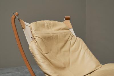  Vatne M bler Sigurd Ressell Pair of Falcon Lounge Chairs in Leather Canvas and Birch