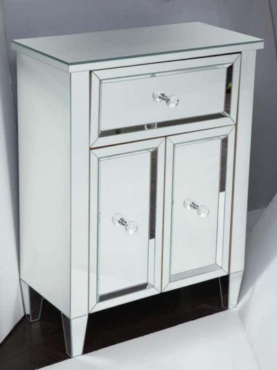  Venfield 2 Door Mirrored Nightstand with Single Drawer
