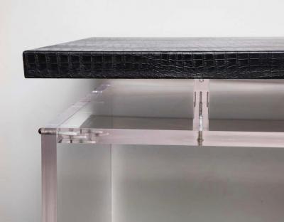  Venfield Acrylic Partners Desk with Embossed Crocodile Leather Top Floor Model Sale