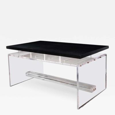  Venfield Acrylic Partners Desk with Embossed Crocodile Leather Top Floor Model Sale