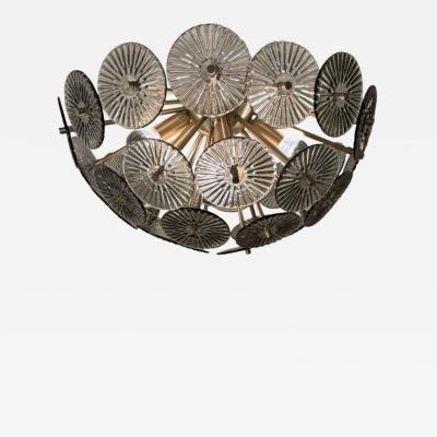  Venfield Alberto Dona Inspired Custom Textured Murano Glass Disc Flush Mount