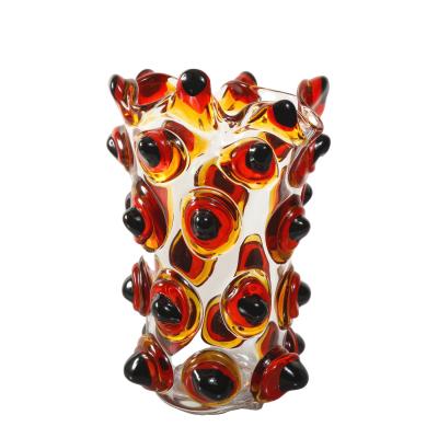  Venfield Artisan Murano Clear and Amber Art Glass Vase 2021