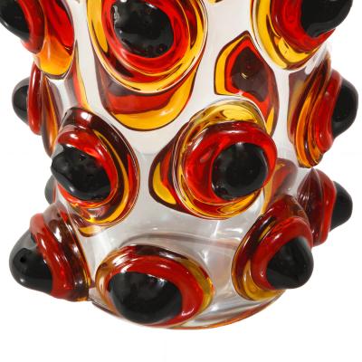  Venfield Artisan Murano Clear and Amber Art Glass Vase 2021