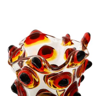  Venfield Artisan Murano Clear and Amber Art Glass Vase 2021