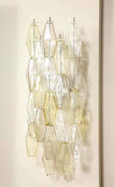  Venfield Artisan Pair of Clear and Amber Glass Polyhedron Sconces 2021