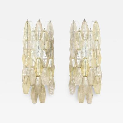  Venfield Artisan Pair of Clear and Amber Glass Polyhedron Sconces 2021