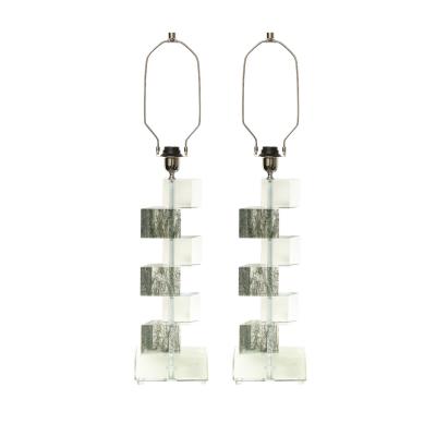  Venfield Artisan Pair of Murano Glass Block Table Lamps 2002