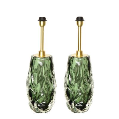  Venfield Artisan Pair of Murano Sommerso Emerald Glass Table Lamps 2022