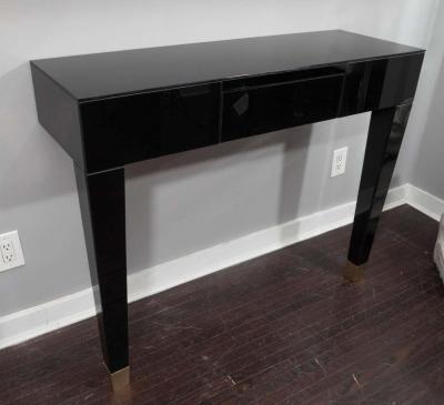  Venfield Black Glass Wall Mount Console Table