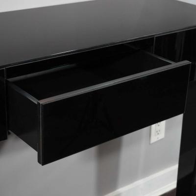  Venfield Black Glass Wall Mount Console Table