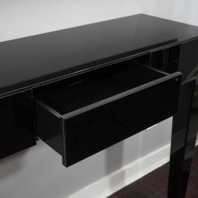  Venfield Black Glass Wall Mount Console Table