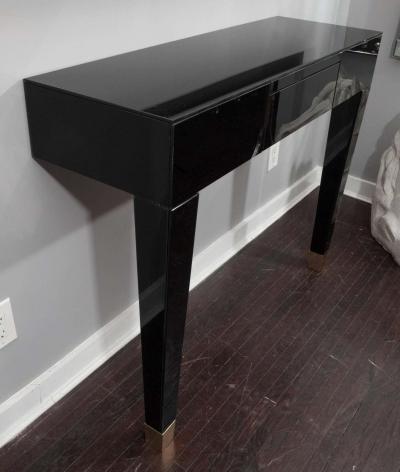  Venfield Black Glass Wall Mount Console Table
