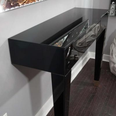  Venfield Black Glass Wall Mount Console Table